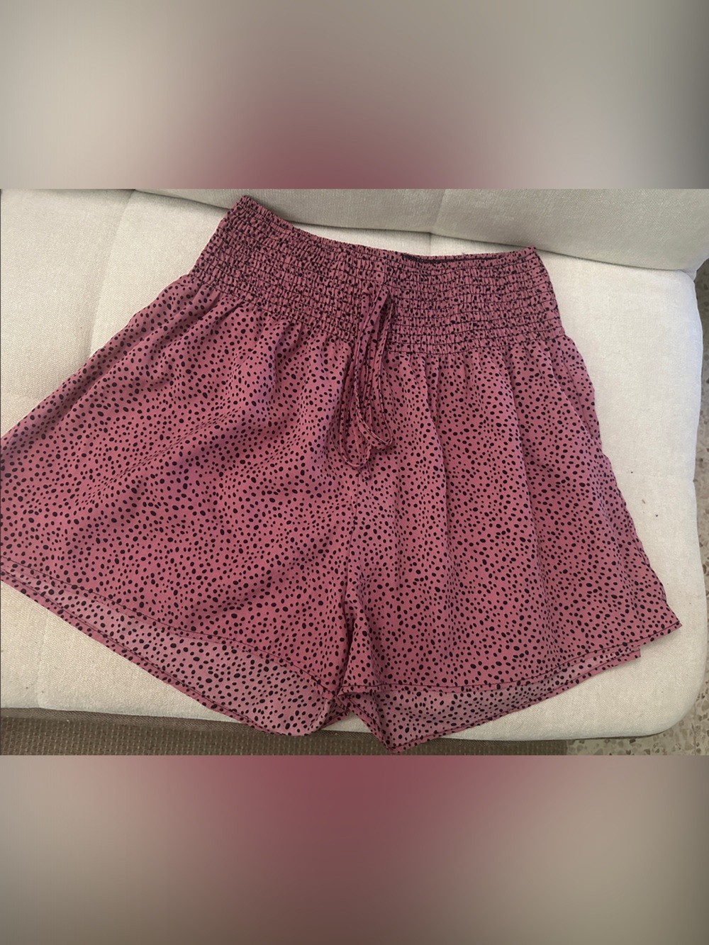 Women’s Smocked Waist Pink Polka Dot Shorts